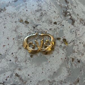 Gold swan heart earrings